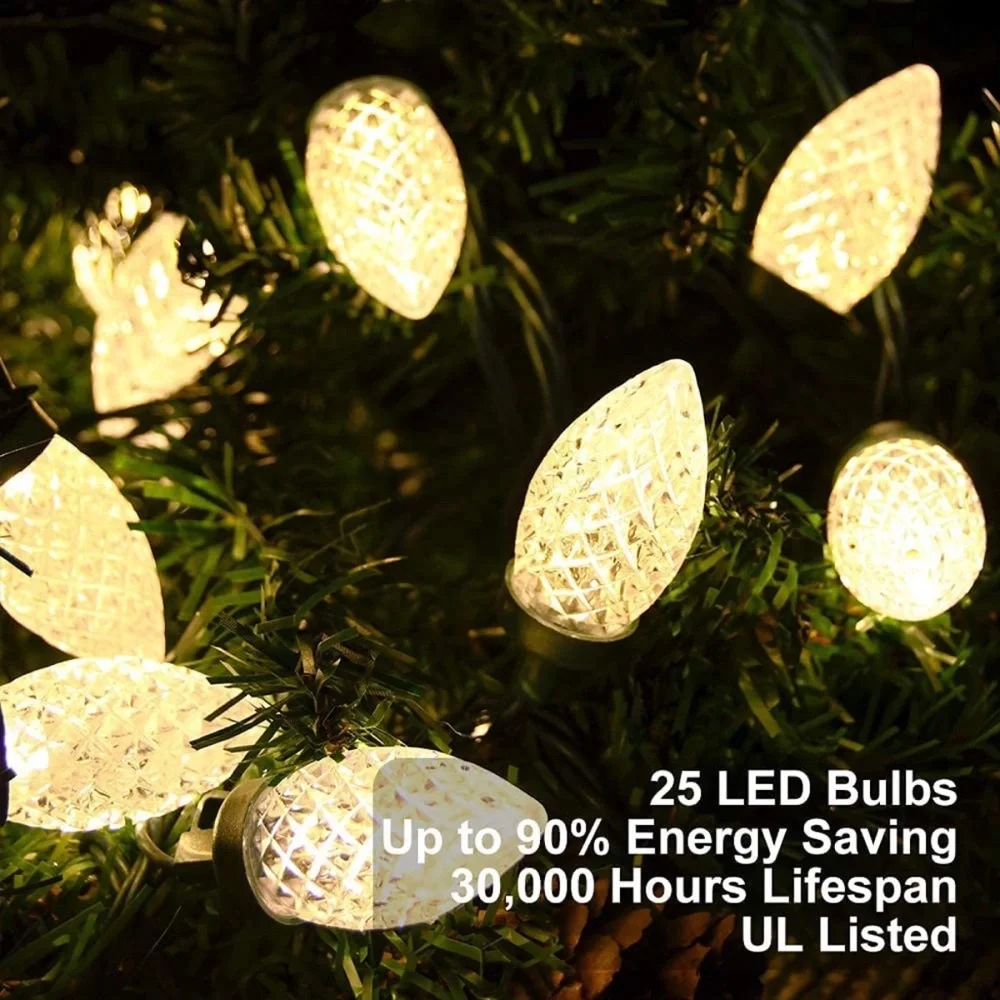 Green Wire Connectable Christmas String Lights 16.4ft Indoor Outdoor Warm White
